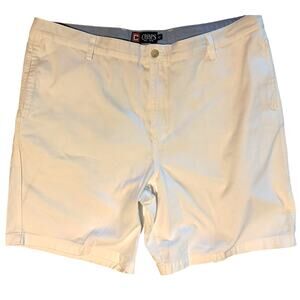CHAPS WHITE COTTON FLAT FRONT CHINO MEN'S 8" SHORTS SIZE 42